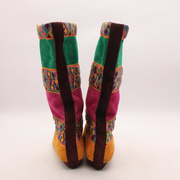 Bally Multicolor Pattered High Boots Women's Size 6.5 B Made in Italy - Picture 5 of 8